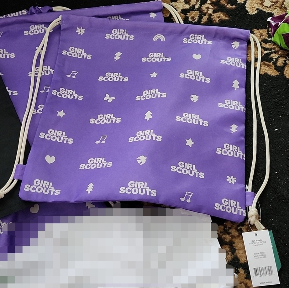 NWT! BUNDLE! 2 Girl Scouts Purple Drawstring Bags